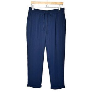 NWOT J. Crew Relaxed Ankle Pants Sz 10 Navy Drawstring High Rise Cropped Cuffed